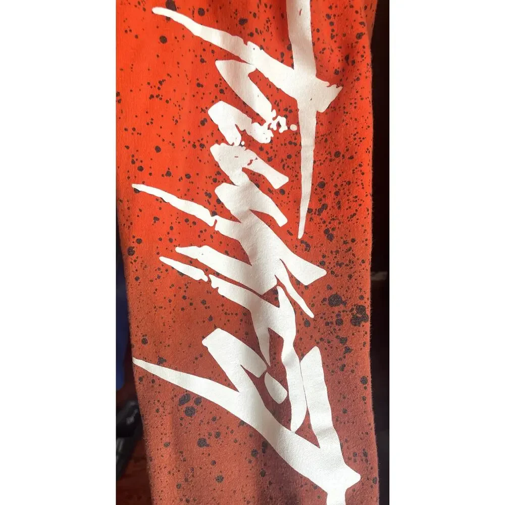 Trukfit Orange Ombre Paint Splatter Sweatshirt Small Distressed